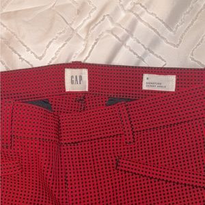 Red and black checked trousers